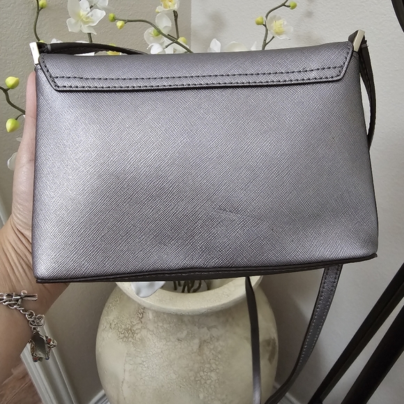 Kate Spade Newbury Lane Sally Saffiano Leather Pewter crossbody purse EUC - Picture 4 of 16